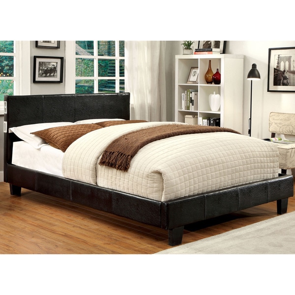 Furniture of America Bras Modern Espresso Leatherette Platform Bed