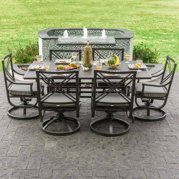 Shop Audubon Grey Aluminum 6 Person Patio Dining Set With Swivel