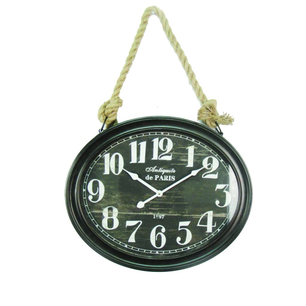 Circular MDF Wall Clock with Rope - Overstock - 9979651