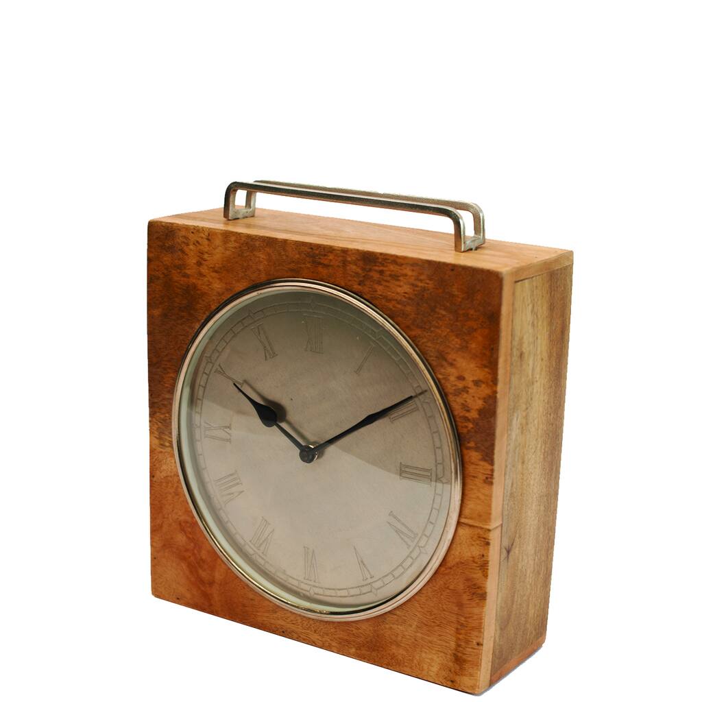 Contemporary Wooden Square Shaped Clock