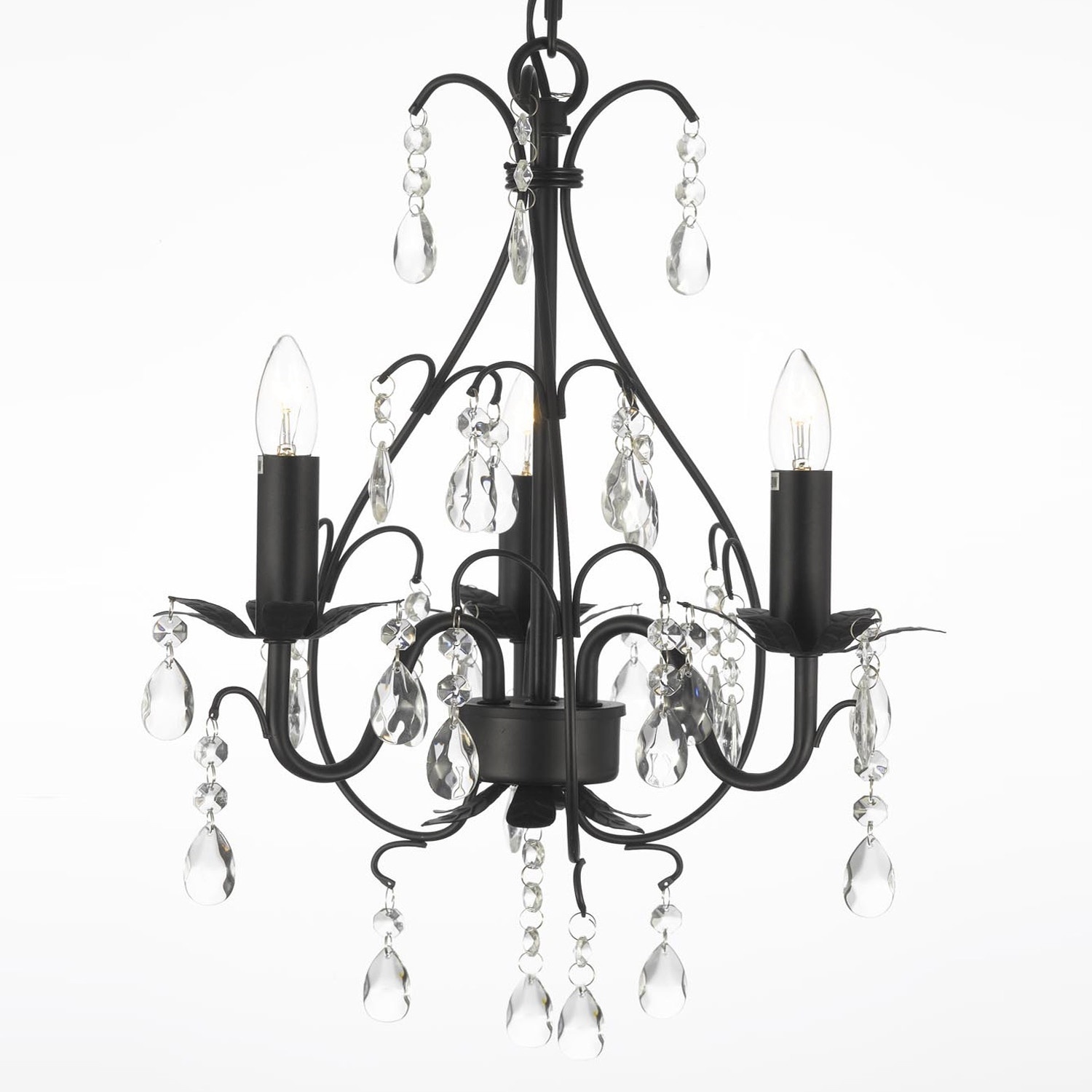 Gallery Wrought Iron and Crystal 3-light Swag Plug-in Chandelier (swag) - Chandeliers For Bedrooms by Overstock.com