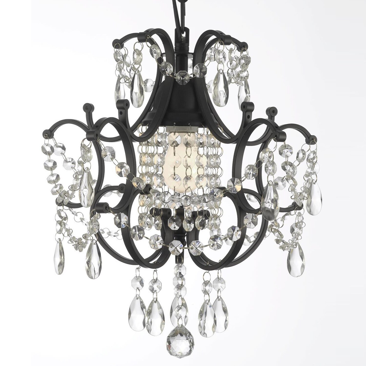 Gallery Versailles Wrought Iron and Crystal Swag Plug In Mini Chandelier (swag) - Chandeliers For Bedrooms by Overstock.com