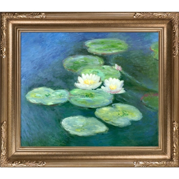 Claude Monet Water Lilies, Evening Hand Painted Framed Canvas Art