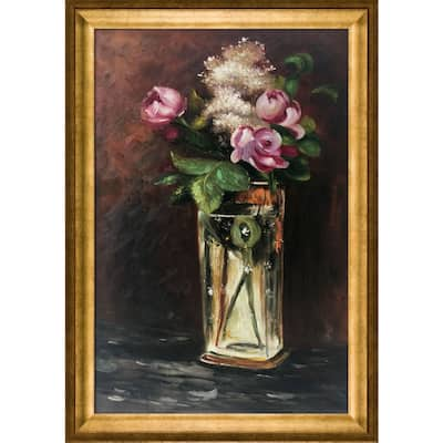 La Pastiche Edouard Manet Flowers in A Crystal Vase II Hand Painted Framed Canvas Art