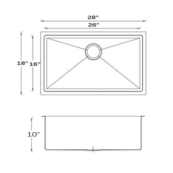 16-Gauge Undermount Small Radius 28 Inch Stainless Steel Kitchen Sink ...