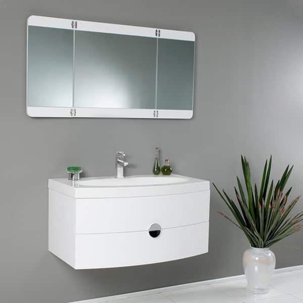 Shop Fresca Energia White Modern Bathroom Vanity W Three Panel
