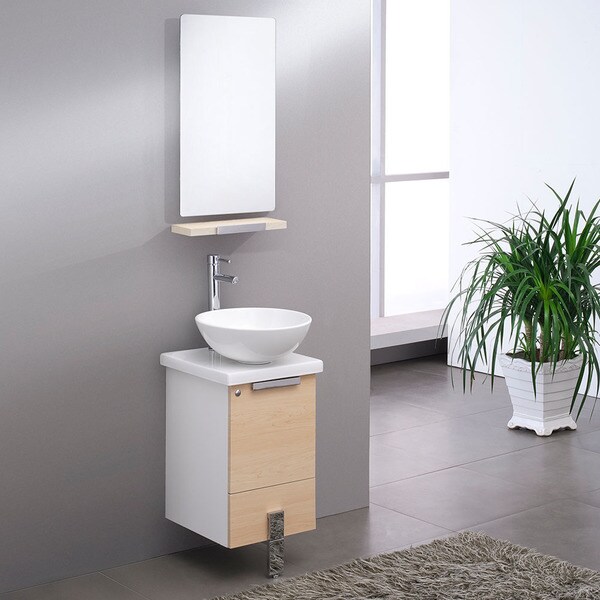 Fresca Adour 16" Light Walnut Modern Bathroom Vanity w/ Mirror