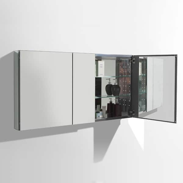 Shop Fresca 50 Wide Bathroom Medicine Cabinet W Mirrors