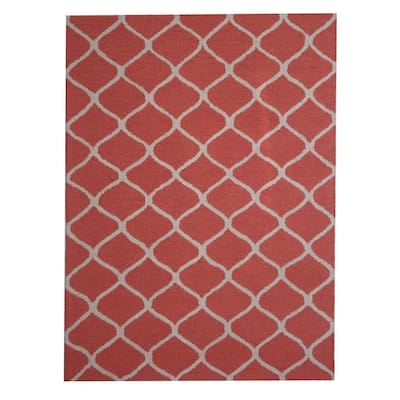 HERAT ORIENTAL Handmade Trellis Design 100% Wool Rug 5x7 - 5' x 7'