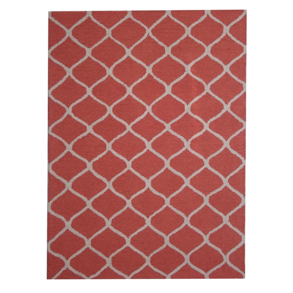 HERAT ORIENTAL Handmade Trellis Design 100% Wool Rug 5x7 - 5' x 7'