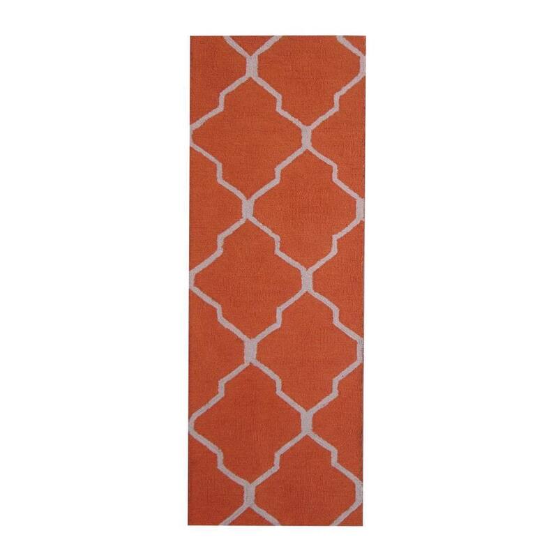 HERAT ORIENTAL Handmade Trellis Design 100% Wool Runner 2'6x7 - 2'6 x 7'