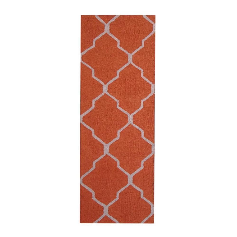 HERAT ORIENTAL Handmade Trellis Design 100% Wool Runner 2'6x7 - 2'6 x 7'
