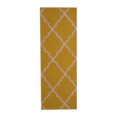 HERAT ORIENTAL Handmade Trelis Design 100% Wool Rug 2'6x7 - 2'6 x 7'