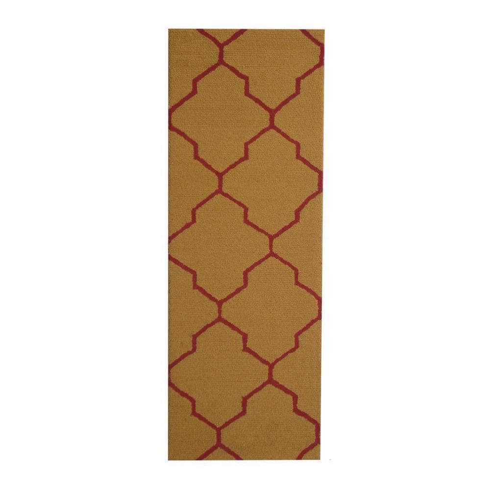 HERAT ORIENTAL Handmade Trellis Design 100% Wool Rug 2.6x7 - 2'6 x 7'