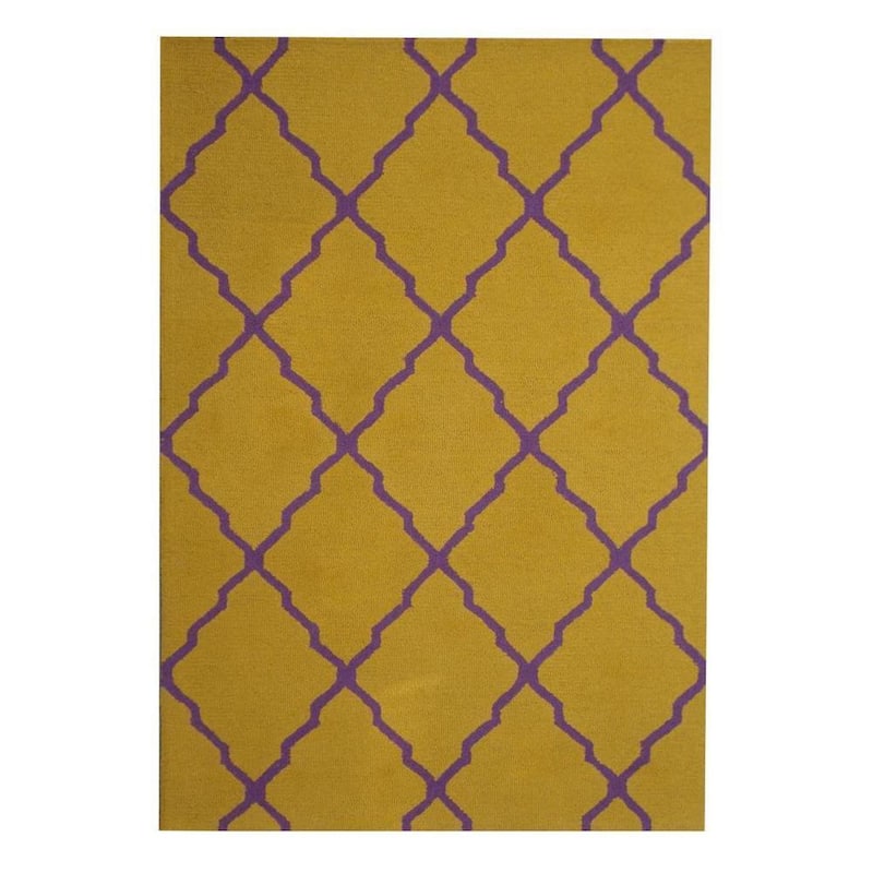 HERAT ORIENTAL Handmade Trellis Design 100% Wool Rug 5x7 - 5' x 7'
