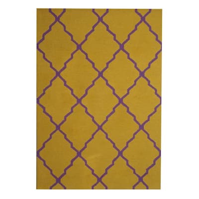 HERAT ORIENTAL Handmade Trellis Design 100% Wool Rug 5x7 - 5' x 7'
