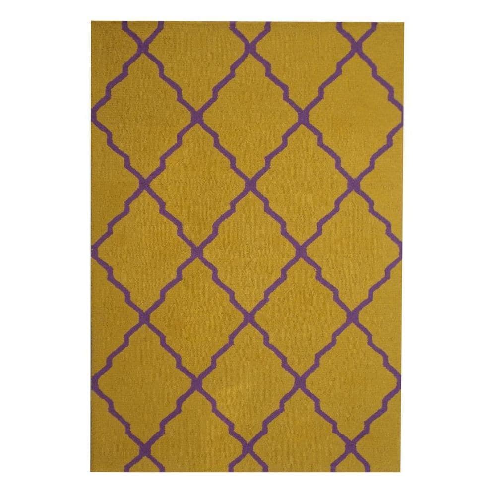 HERAT ORIENTAL Handmade Trellis Design 100% Wool Rug 5x7 - 5' x 7'