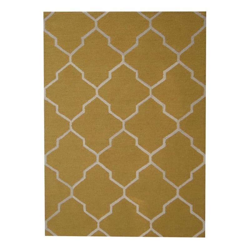 HERAT ORIENTAL Handmade Trellis Design 100% Wool Rug 5x7 - 5' x 7'