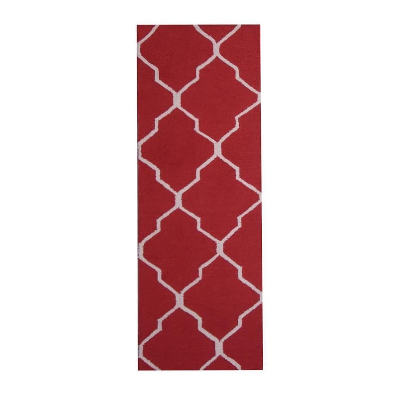 HERAT ORIENTAL Handmade Trellis Design 100% Wool Runner 2'6x7 - 2'6 x 7'