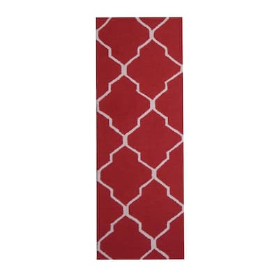 HERAT ORIENTAL Handmade Trellis Design 100% Wool Runner 2'6x7 - 2'6 x 7'