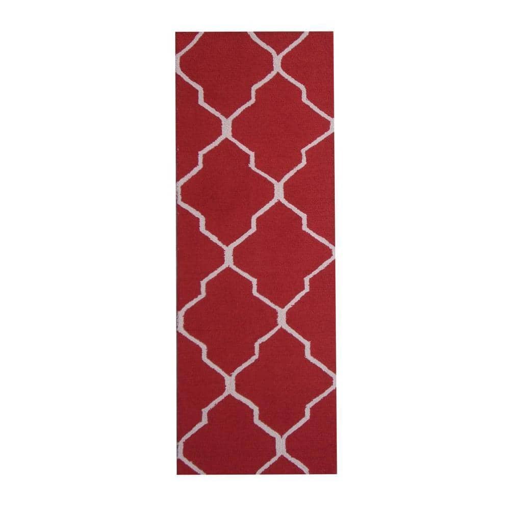 HERAT ORIENTAL Handmade Trellis Design 100% Wool Runner 2'6x7 - 2'6 x 7'