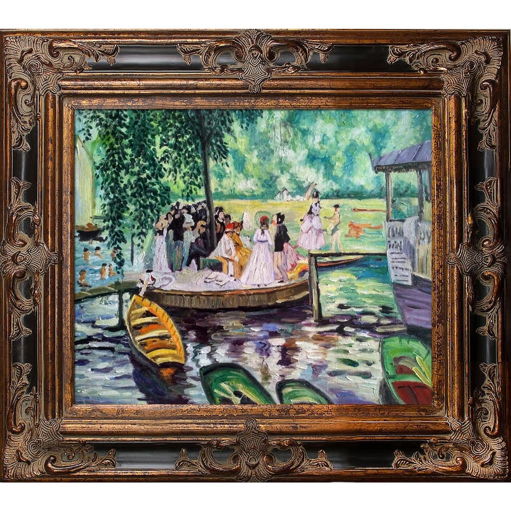 La Pastiche Pierre-Auguste Renoir La Grenouillere (The Frog Pond) Hand Painted Framed Canvas Art