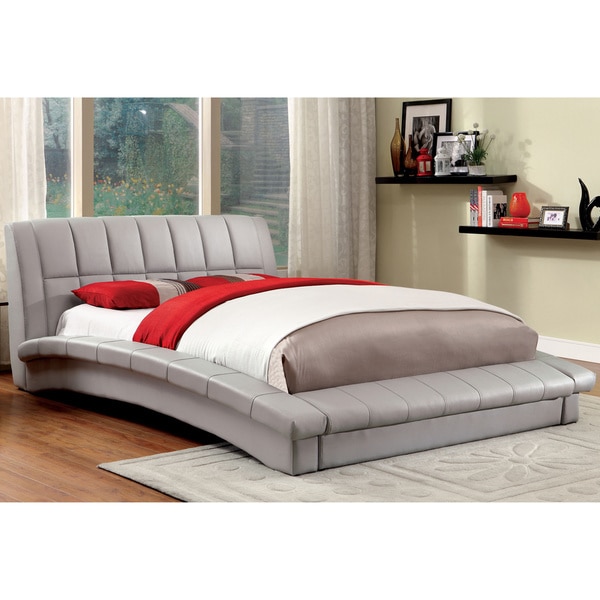 Furniture of America Topp Contemporary Grey Leatherette Platform Bed