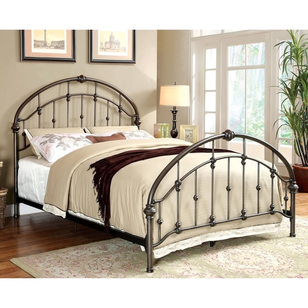 Furniture of America Remm Contemporary Bronze Metal Arch Panel Bed