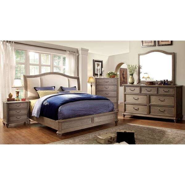 Furniture of America Siko Rustic Brown Nailhead 4-piece Bedroom Set ...