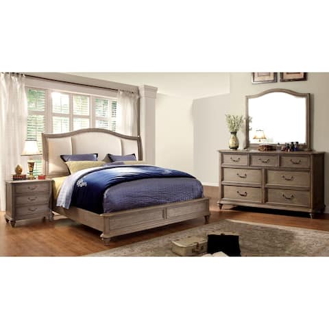 Furniture of America Siko Rustic Brown Nailhead 4-piece Bedroom Set