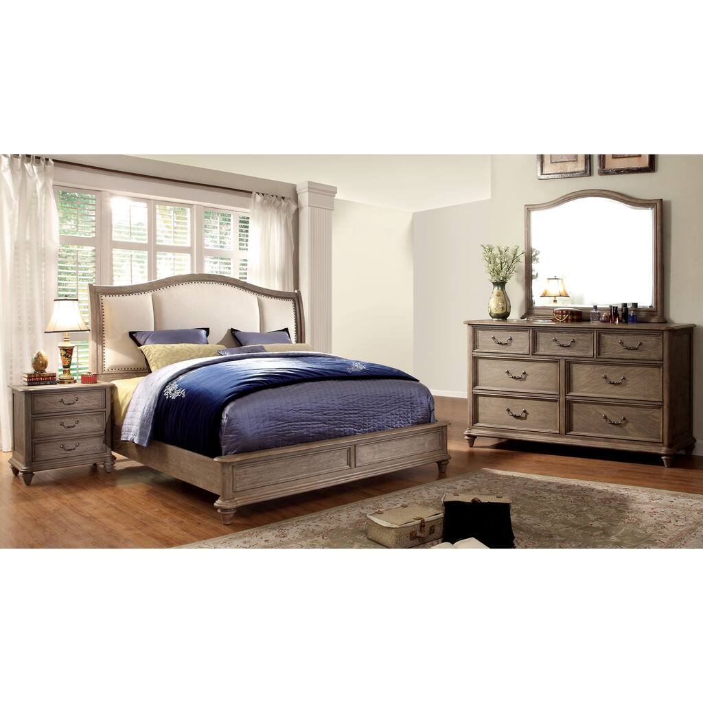 Furniture of America Siko Rustic Brown Nailhead 4-piece Bedroom Set