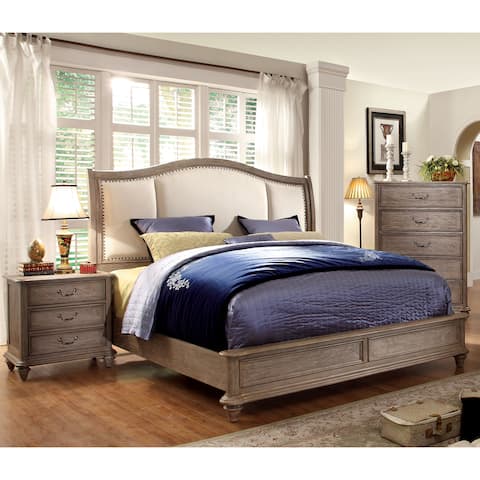Furniture of America Siko Rustic Brown Nailhead 3-piece Bedroom Set
