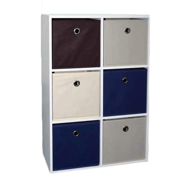 Home Basics Cube Shelves with 6 Non-woven Bins - Bed Bath & Beyond ...