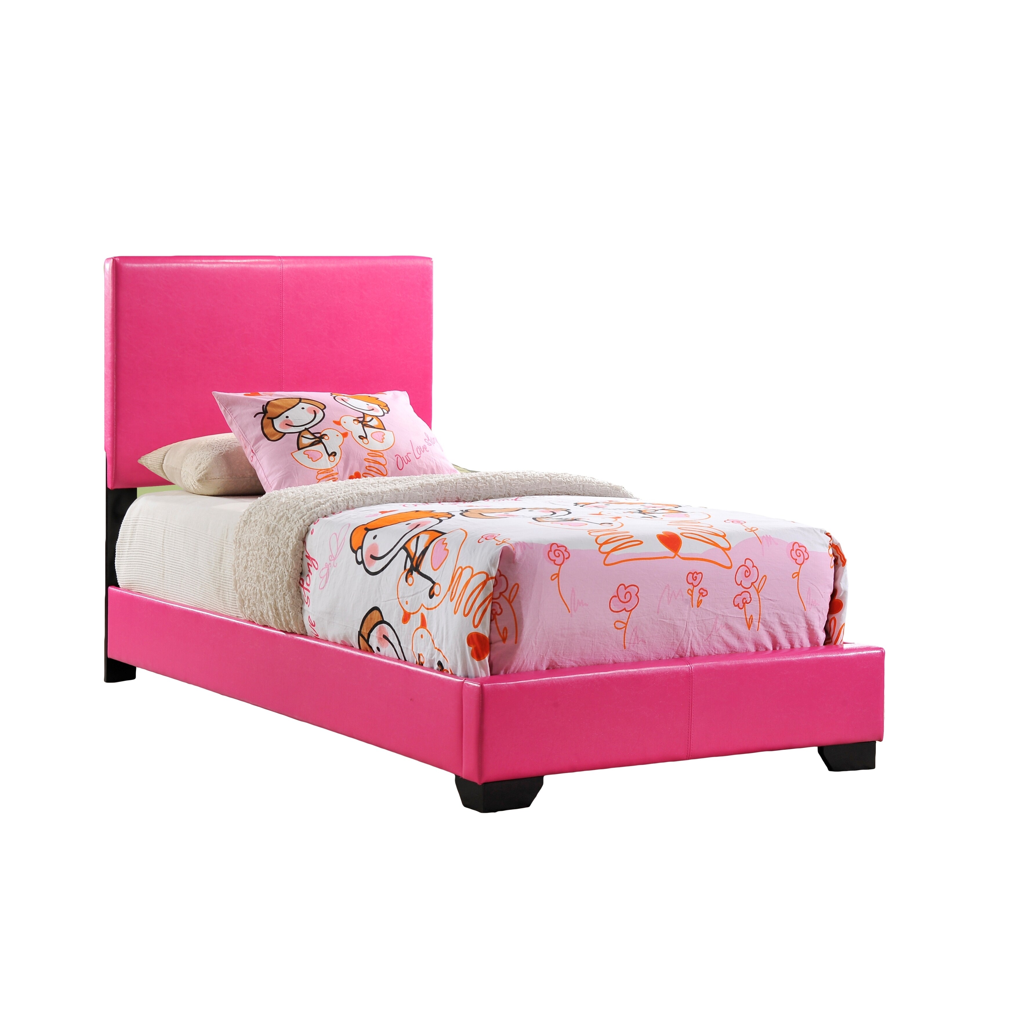 Pink Upholstered Twin Bed Pink Upholstered Twin Bed