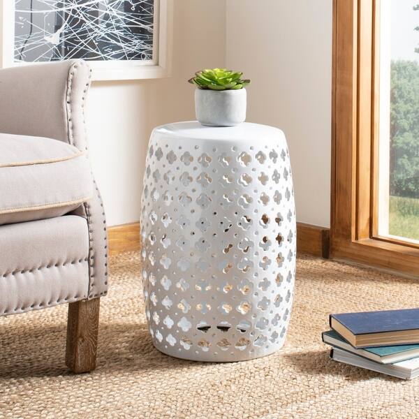 Shop Safavieh Lacey White Ceramic Decorative Garden Stool On
