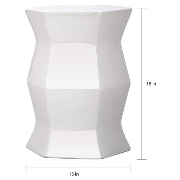 Shop Safavieh Modern White Hexagon Ceramic Decorative Garden Stool Overstock