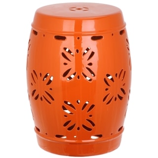SAFAVIEH Sakura Orange Ceramic Decorative Garden Stool
