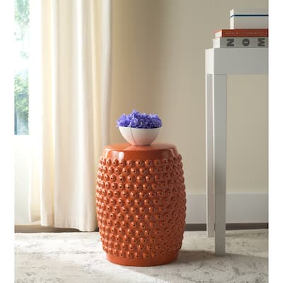 SAFAVIEH Stella Orange Nail Head Ceramic Decorative Garden Stool