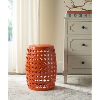SAFAVIEH Lacey Moroccan Orange Ceramic Decorative Garden Stool