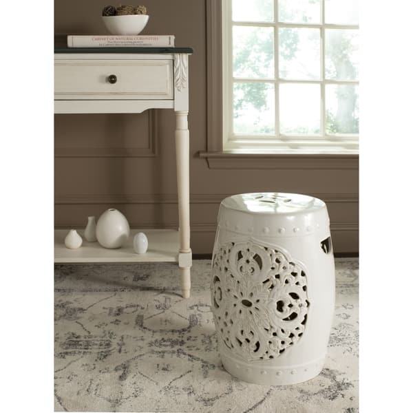 SAFAVIEH Flora Cream Ceramic Decorative Garden Stool On Sale Bed