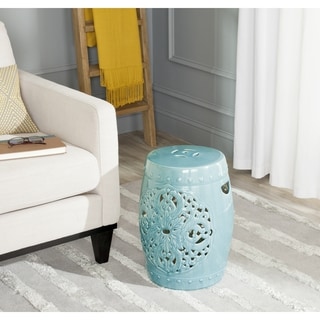 SAFAVIEH Flora Light Blue Ceramic Decorative Garden Stool