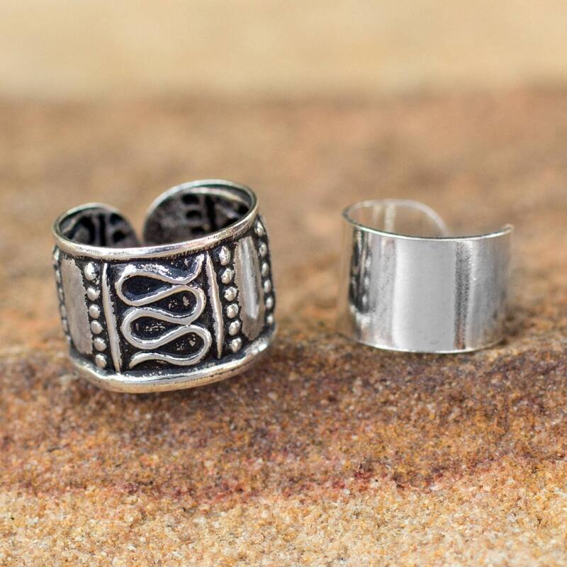 NOVICA Handmade Sterling Silver Epoch Earrings, Set of 2 (Thailand)