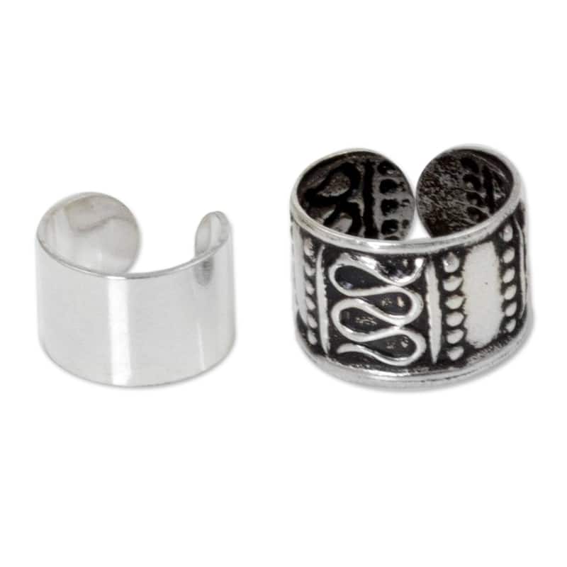 NOVICA Handmade Sterling Silver Epoch Earrings, Set of 2 (Thailand) - White
