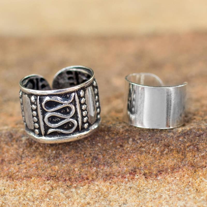 NOVICA Handmade Sterling Silver Epoch Earrings, Set of 2 (Thailand)