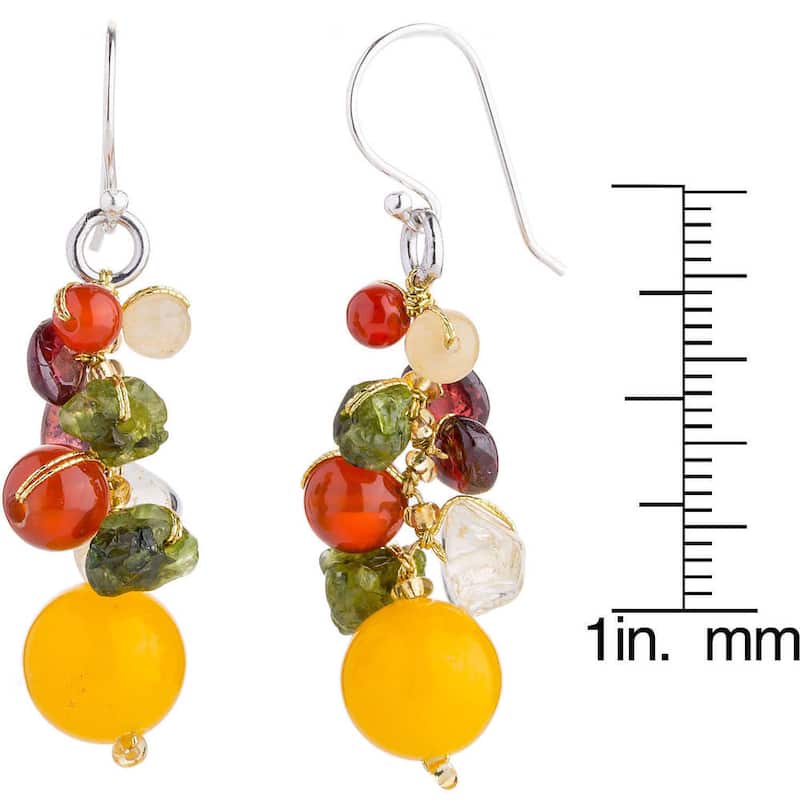 Handmade Sterling Silver 'Sweet Tropics' Multi-gemstone Earrings (Thailand)