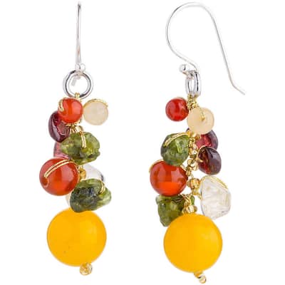 Handmade Sterling Silver 'Sweet Tropics' Multi-gemstone Earrings (Thailand)