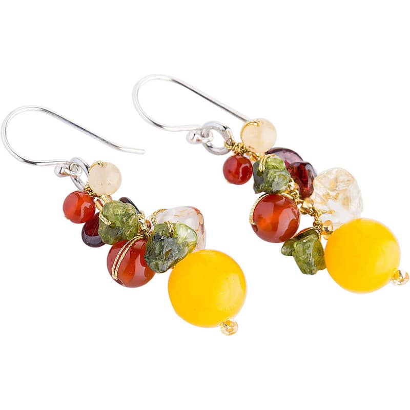 Handmade Sterling Silver 'Sweet Tropics' Multi-gemstone Earrings (Thailand)