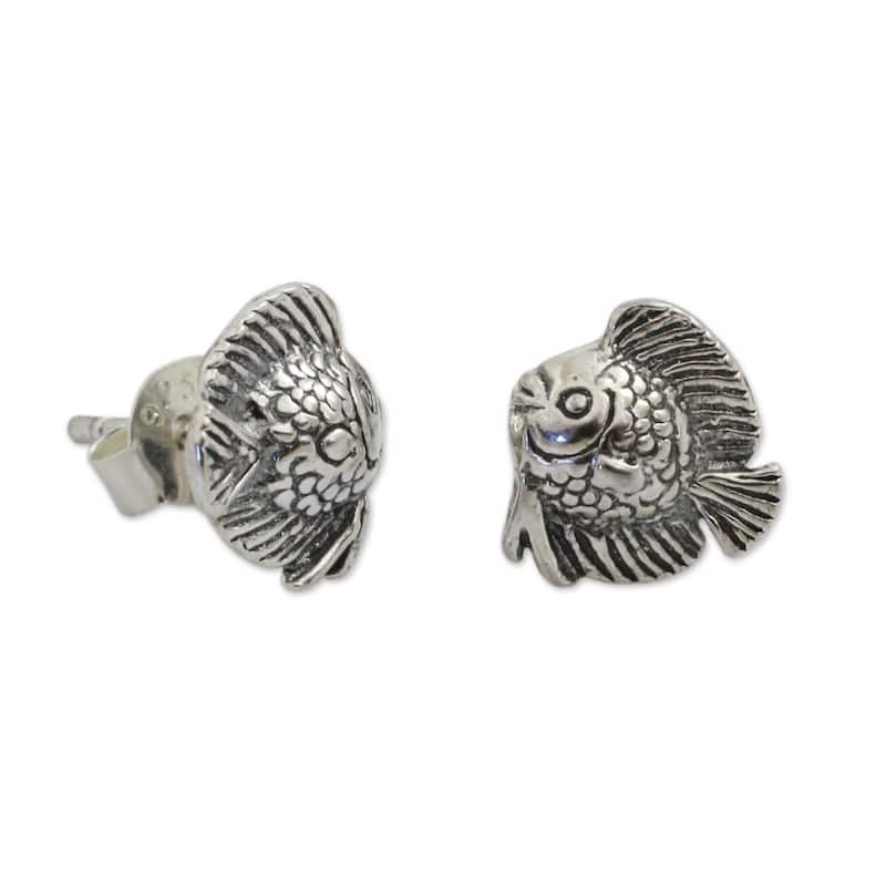 NOVICA Handmade Sterling Silver Happy Fish Earrings (Thailand)