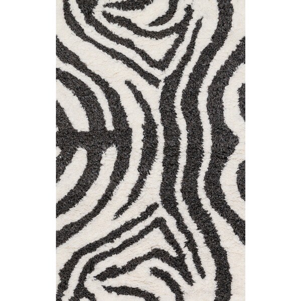 Hand-Tufted Zarah Zebra Microfiber Shag Rug (2'3 x 3'9)