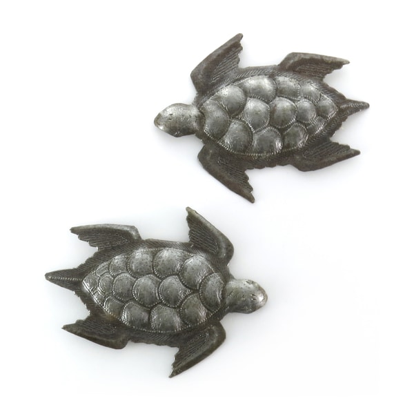 Shop Set of 2 Handcrafted Recycled Steel Drum Turtles Swimming Wall Art ...